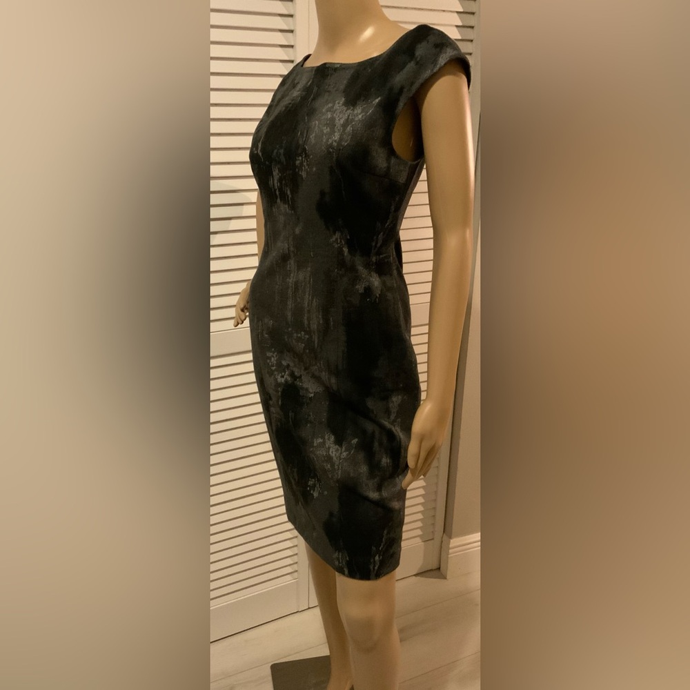 L’AGENCE Abstract Metallic Sheath Dress | Black Designer Cocktail Dress